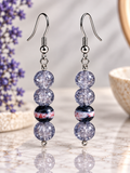 Blue/Red Cats-eye Crackle Glass Hook Earrings