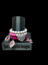 Load image into Gallery viewer, 3 Stack Pink Charm Bracelet
