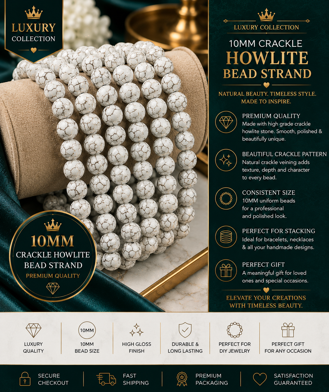 Crackle Howlite 10MM Round Bead