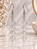 Clear Crackle Glass Hook Earrings