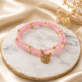 Blush Heart Charm Wrap Bracelet