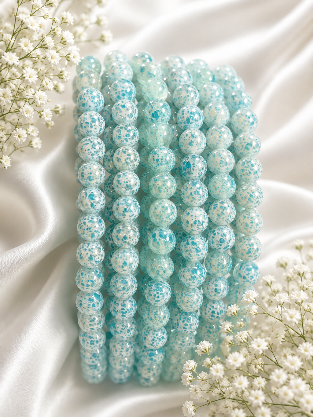 Multi Color Printed Glass Beads 10MM