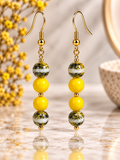 Yellow Cats Eye Hook Earrings -23