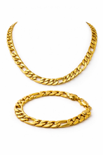 Load image into Gallery viewer, Luxury Cuban Link Chain &amp; Bracelet Set- Gold Finish
