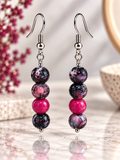 Purple/Fushia Glass Hook Earrings
