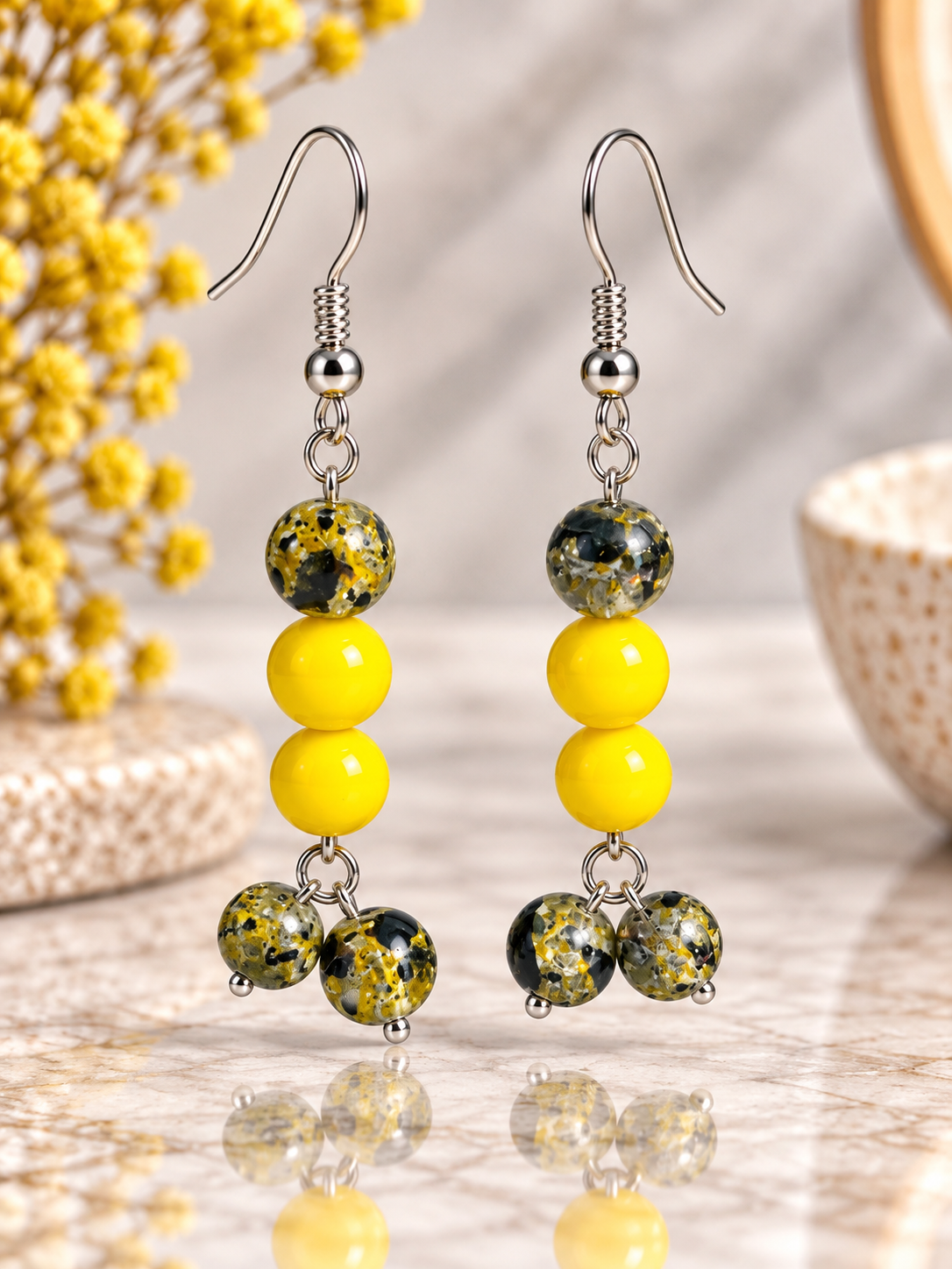 Yellow/Black Hook Earrings -24
