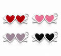 2 Heart Silver Rim Spacer/Charm