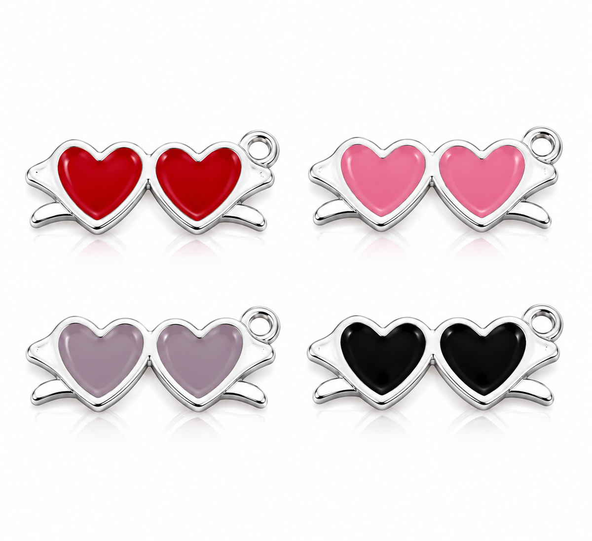 2 Heart Silver Rim Spacer/Charm
