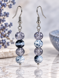 Blue/White Cats-eye Crackle Glass Hook Earrings (Copy)