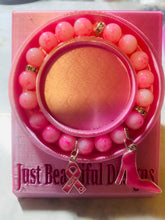 Load image into Gallery viewer, Breast Cancer Survivor Bracelet with Charm
