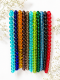 8mm Transparent Glass Round Bead Strands – Assorted Colors (Approx. 48 Beads)
