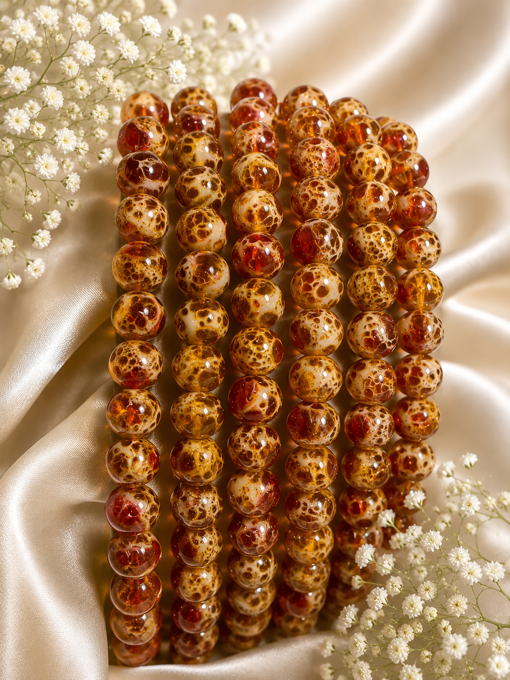 Multi Color Printed Glass Beads 10MM