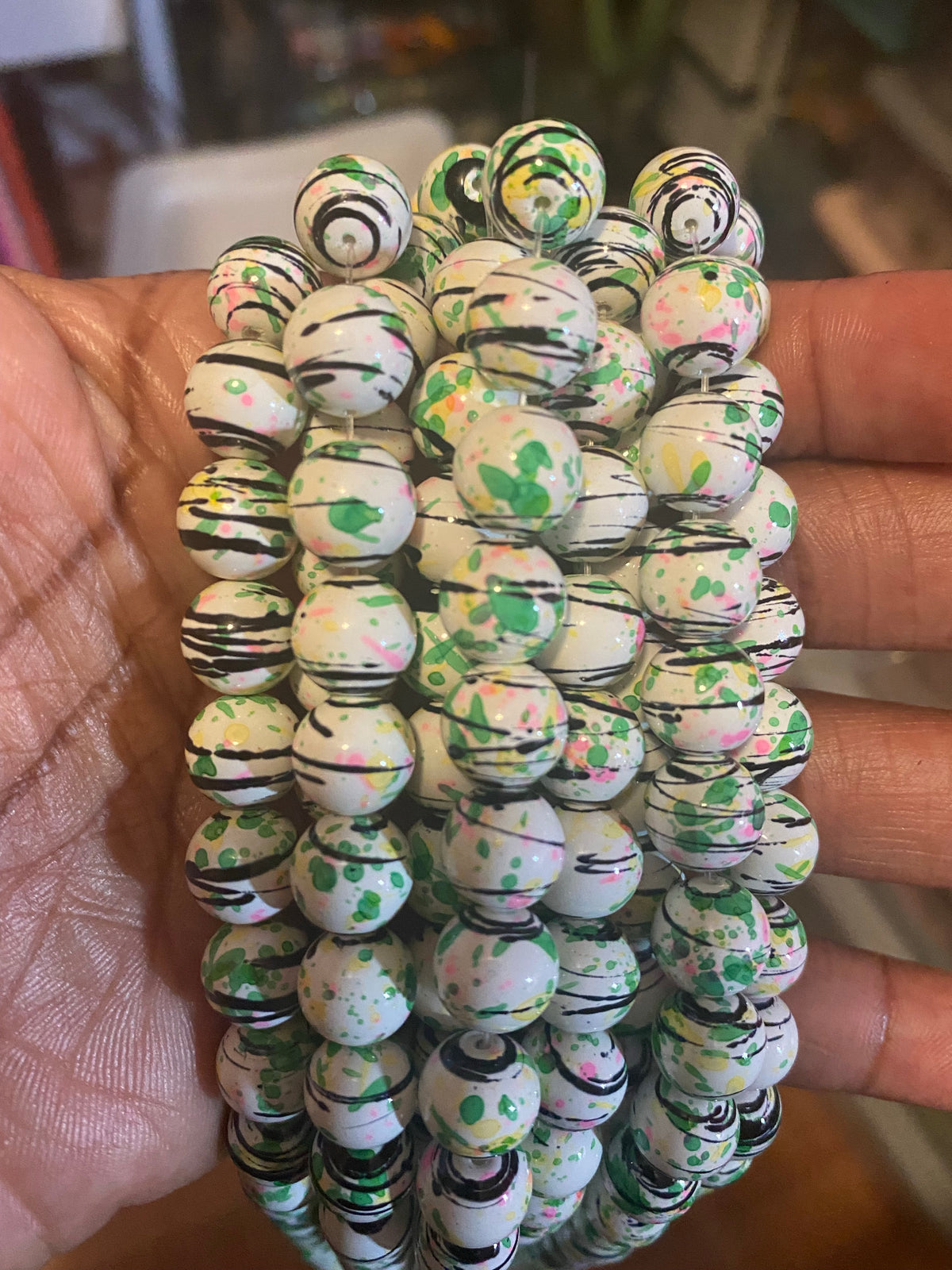 Paint Swirl, pink-black-white