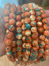 Load image into Gallery viewer, Green/Blue Multi Print Glass Bead 10MM
