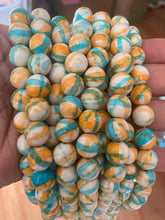 Load image into Gallery viewer, Green/Blue Multi Print Glass Bead 10MM
