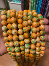 Load image into Gallery viewer, Green/Blue Multi Print Glass Bead 10MM
