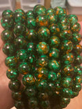 Orange/Green Glass Bead 10MM